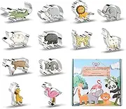 Yamibobo 12 PCS Safari Animal Cookie Cutters Set, Stainless Steel Zoo Animal Biscuit Cutter Mold Stamp for Kids Baking