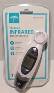Medline Talking Infrared Thermometer Digital Readout Color Coded Fever Alarm New