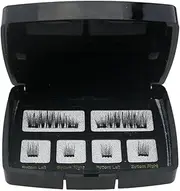 6Pcs Fashion Magnetic Eyelashes with 2 Magnets Handmade 3D Natural False Eyelashes with T & Box Mirror