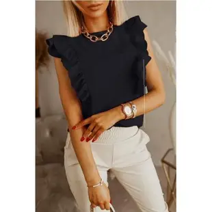 2021 summer loose ruffled short-sleeved shirt women