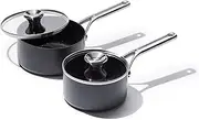 OXO Professional PFAS-Free Non Stick Hard Anodized Induction Suitable, 4-Piece Saucepan Set, 1.7QT and 2.3QT, Black