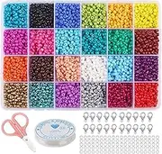 Arokimi Seed Beads for Jewelry Making, 12000pcs 6/0 4mm Multicolor Beads for Bracelets, Beading, Crafting Kit (Ages 6+)