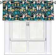 DEXNEL Corgi Home Curtain Valance Window Treatment For Living Room, 54 X 18 Inch