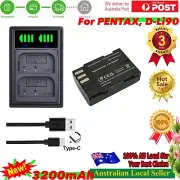 3200mAh Battery + Dual Charger for Pentax D-LI90, 645D 645Z K-01 K-1 K-3 K-5 K-7