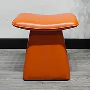 UPWONED Bedroom Makeup Chair, Small Low Makeup Stool, Leather Soft Stool, Can Be Placed in Any Corner, Solid Wood Frame, Strong Load-Bearing Capacity,Orange