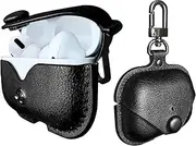 [MODOS LOGICOS] Leather Charging Case Cover for Apple AirPods Pro, Secure Snap-Fastener Compatible with AirPods Pro 1st & 2nd Gen - Black