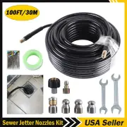 3000PSI Sewer Jetter Nozzles Kit 100FT Drain Cleaning Hose for Pressure Washer