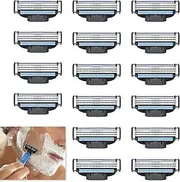 16 Pcs Razors for Men, Razor Blades Refills, 3-Layer Shaver Blades with Double Lubrication Strip, Premium Quality Replacement Blades for Smooth Shaving for Daily Use