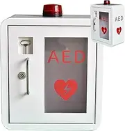 AED Defibrillator Storage, AED Defibrillator Cabinet Wall-Mounted Transparent Defibrillator Storage Box with Key, Light and Alarm for Home, Nursing, Bus, Public Places, Fits Most AED Models.