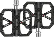 MTB Flat Pedals Road Bike Pedals Lightweight Carbon Ti Axle Folding Bike Pedals -Slip Corrosion Easy Install for Longtime Riding