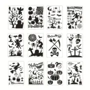 12Pcs Halloween Drawing Template Stencils Reusable Anti-break Painting Stencils