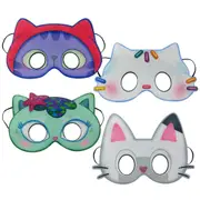 4pc Gabbys Dollhouse Size 3y+ Felt Mask Kids Costume Face Accessory Assorted