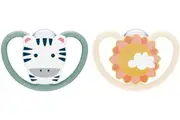 NUK: Space Silicone Soother - 6-18mths Green Zebra (2 Pack)