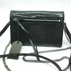 AllSaints Patent Leather Cross-body Purse Bag Fetch Chain & Leather Strap Grey
