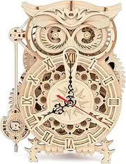 ROKR 3D Wooden Puzzle DIY Owl Clock with Timer, Animal Shaped Building Set, Brain Teaser for Teens, Adults, Birthday, Xmas
