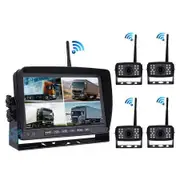7 Inch Wireless Backup Camera System Split with 4 WIFI Solar Cameras for RV, Truck, Trailer, Van