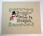 HANDMADE FINISHED CROSS STITCH "FROSTYS BED AND BREAKFAST" READY TO FULLY FINISH