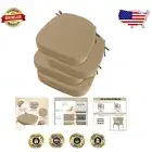 High-Density Foam Outdoor Chair Cushions - 4 Antique Beige Seat Pads, 17"x17"