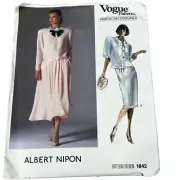 Vogue Sewing Patterns 1842 Albert Nipon American Designer Top & Skirt 12