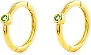 [Monde Petit] Mondepe 2961 9ct Yellow Gold Round Emerald Synthetic Shiny Earrings 10x2mm Normal Yellow Gold Emerald Lab, Normal, Yellow Gold, emerald lab