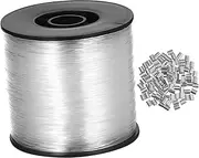 COOPHYA 1set Nylon Fishing Line String Wire for Hanging Ornaments Crafts Fishing High Strength Abrasion Resistant Thickness with Crimp Sleeves