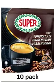 10 Packs Super Power 6 in 1 Instant Coffee TA with Ginseng 20 Sachets x 30g