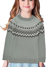 [KERALI] Children's Knit Pullover Sweater - Casual Kid Knit Long Sleeve Pullover Sweater - Stripe and Geometry Pattern Knit Pullover Sweaters for Girls and Boys in Fall Winter
