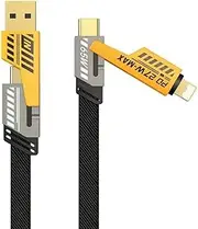 4 in 1 Convertible USB Cable 2Pack 1M, 65W Nylon Braided USB C Metal Fast Charging Data Cable，Multiple Charge Cable for iPhone 15/14/13/iPad/MacBook Pro/Airpods/Android Phone