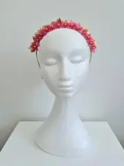Miss Freya. Womens Pink and gold flower beaded headband fascinator