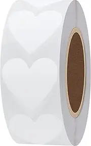 Hybsk Heart Stickers 1000Pcs Heart Love Stickers for Kid Reward Labels, 30mm Heart Stickers for Envelope Birthday Valentine Day Classroom Teacher Supply (White)
