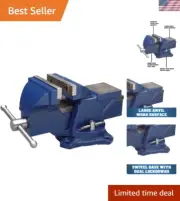 Swivel Base 4" Bench Vise with Hardened Steel Inserts for Home Projects