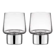 2PK Aurora Crystal Clear 200ml Footed Glass Tumbler Drink Cup Glasses Set Rose