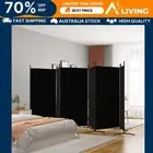 6-Panel Room Divider Black 520x180 cm Fabric Privacy Screen Folding Partit 50273