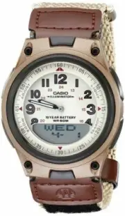 Casio Men's Quartz 30 Page Databank Brown Canvas 40mm Watch AW80V-5BV