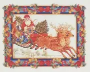 Santa's Journey Sleigh Reindeer Border Donna Vermillion Cross Stitch Pattern