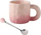 Creative Gradient Macaroon Color Ceramic Handmade Coffee Mug with Chubby Handle