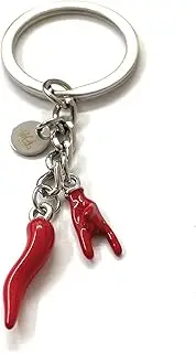 MODA MavillA Keyring Antlers and Horn Red Lucky Charm Gift Idea with Gift Box Red M, red, Medium
