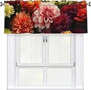 LHBWCVN Beautiful Colorful Flowers Valances for Windows, Rod Pocket Window Treatment Drapes Farmhouse Kitchen Curtains Short Blackout Window Curtains for Living Room Bedroom Decor 54x18 Inch