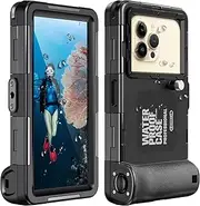 Ezanmull Waterproof Underwater Snorkeling Diving Phone Case for iPhone 16/15/14/13/12/11 Pro Max Galaxy S25/S24/S23/S22，[50ft/15m] Professional Scuba Diving Case Underwater Photo Video Cover - Black