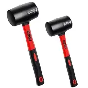 2-Pack Rubber Mallet Hammer 8oz and 16oz, Fiberglass Handle, Rubber Mallet for