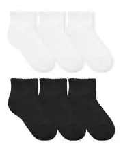 Jefferies Socks Girls School Seamless Ruffle Rib Cotton Sport Ankle Socks 6PK