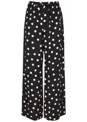 Stella Mccartney Polka-dot Wide-leg Satin Trousers - Black - 42 (UK10 / S) 42 (UK10 / S)