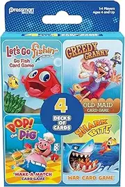 Pressman Classic Card Games 4-in-1 Set - Develops Memory and Matching Skills with Bright Colorful Cards