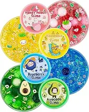 Okaybee 4 Pack Fruit Slime Kit, 400 mL Clear Slime for Kids, Glitter Crunchy Pack, Sensory Toys for Girls and Boys Ages 8-12, Party Favors Holiday Birthday Easter Hallowmas Gift