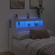 Bed Headboard LED, Beds Head Frame LED Headboard White 140 cm Engineered Wood