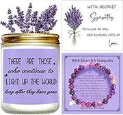 Memorial Scented Candles Gifts Baskets for Loss of Loved One, Sympathy Bereavement Thoughtful Grief Gift Ideas for Women, 7oz Lavender Candle, Healing Bracelets, Condolences Card, Sorry for Your Loss