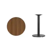 24" Round Walnut Laminate Table Top With Base - Table Height Restaurant Table