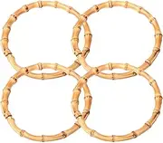 4PCS Purse Handles for Crochet Bags, Round Bamboo Purse Handles, Fashion Bag Handle Replacements for Bag Beach Bag Handbags Straw Bag Purse Handles Crafting Bamboo Handle Purse Purse Handles