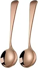 Tablespoons Beautiful Colored Spoons, Stainless Steel Long-Handle Coffee Spoons, Set of 2 Pieces, Round Dessert Spoons Serving Spoon (Color : D, Size : XL Size)