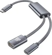 Basesailor USB C to HDMI Adapter with 100W PD Charger Port,2-in-1 Type C to 4K MHL HDMI Female Converter,Thunderbolt 3 for iPhone 16 15 Pro Max Plus,Mac,iPad 10,Air 5 mini 6,Galaxy S23 S24,Steam Deck